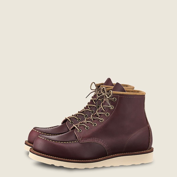 Mens Red Wing Classic Moc - 6-inch Mesa Leather - Heritage Boots Burgundy - RHQ863419